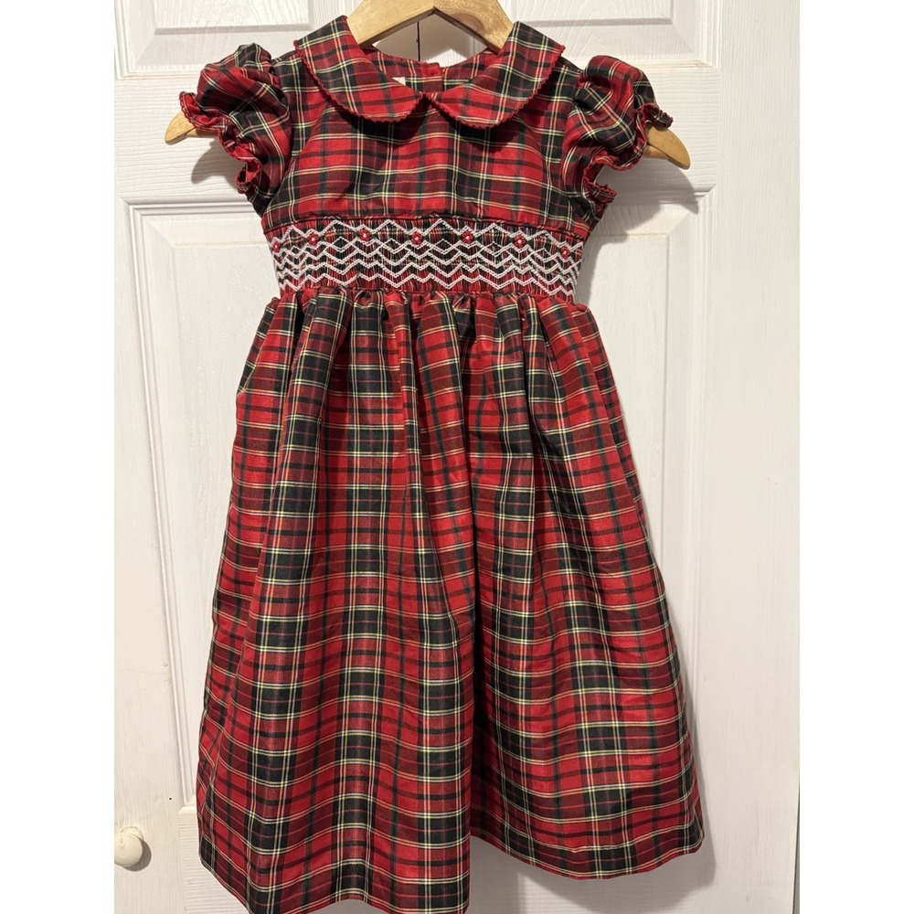 Marmellata Girls 6 Smocked Christmas Dress Red Tartan Plaid Holiday Bow